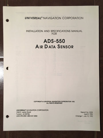 Universal ADS-550 Air Data Sensor Install Manual.