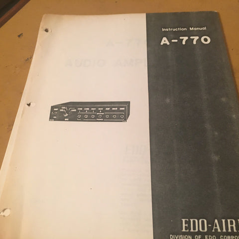 Edo-Aire A-770 Audio Amplifier Install, Service & Parts Manual.