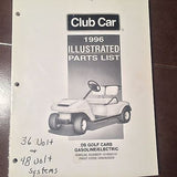 1996 ClubCar DS Golf Carts Gasoline Electric Parts Manual.