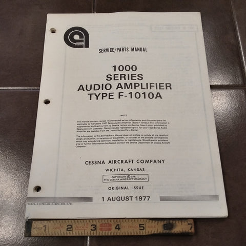 Cessna ARC F-1010A Audio Amp Install, Service & Parts Manual.