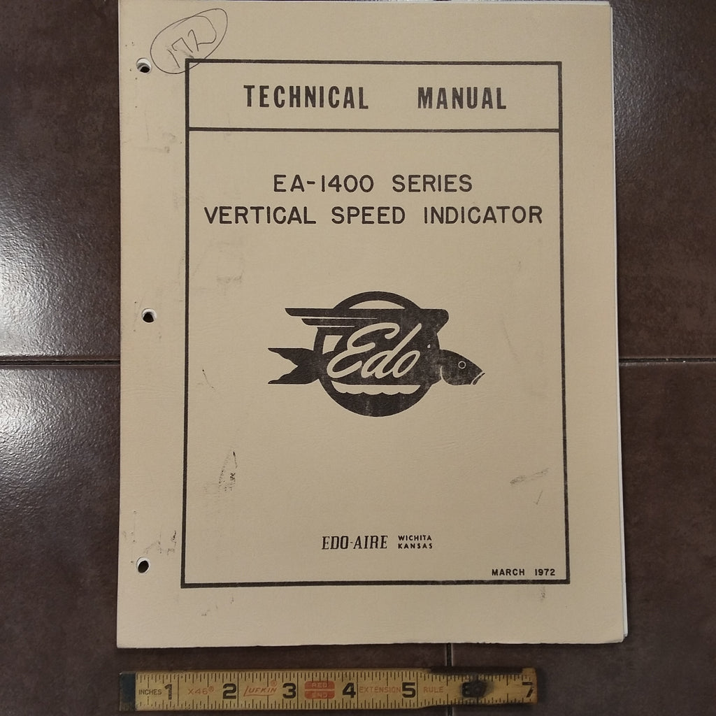 Edo EA-1400 Vertical Speed Indicator Technical Service & Parts List Manual.  Circa 1972.