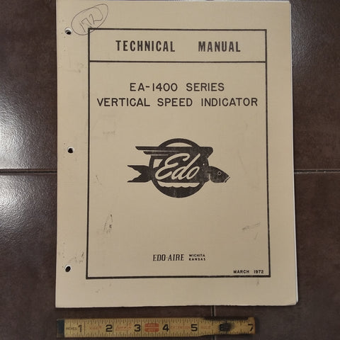 Edo EA-1400 Vertical Speed Indicator Technical Service & Parts List Manual.  Circa 1972.