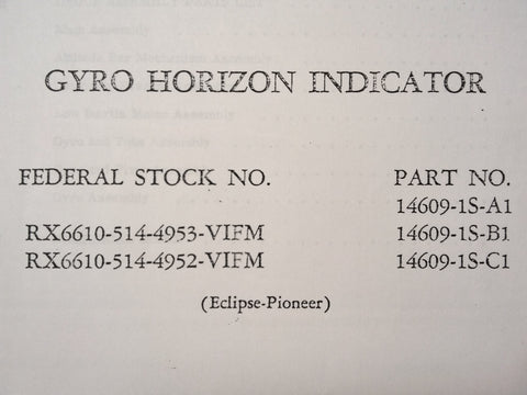 Bendix 14609, RX6610 Series Horizon Gyro Parts Manual.