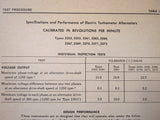 Pioneer Elect Tachometer Alternators 2253, 2255, 2261, 2263, 2266, 2267, 2269, 2270, 2271, 2272 Test Procedure Manual. Circa 1944.