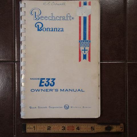 Beechcraft Bonanza E33 Owner's Manual.