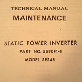 Spar Aerospace Inverter 5590F1-1 Model SPS48 Service & Parts Manual.