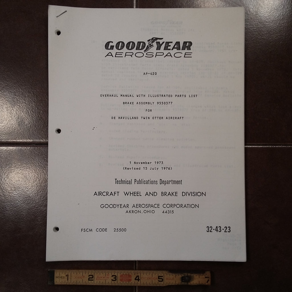 Goodyear Brake 9550377 on Twin Otter Overhaul Parts Manual.  Circa 1973, 1976.