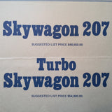Original 1977 Cessna Skywagon 207 & Turbo 207 Aircraft & Accessory Price List Brochure. 4 page, 8.25 x 10.75".