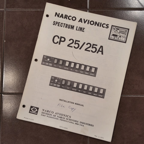 Narco CP-25, CP-25A, CP-25B & CP-25C Install Manual