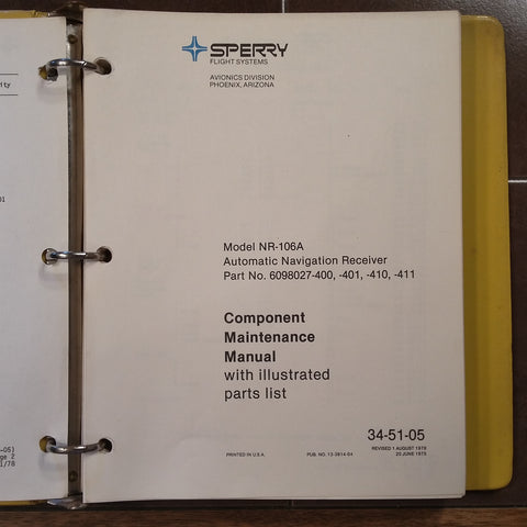 Sperry NR-106A Nav Service Manual.