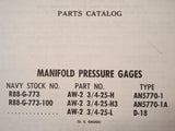1950 U.S. Gauge Manifold PSI Gauges AN5770-1, AN5770-1A & D-18 Parts Manual.