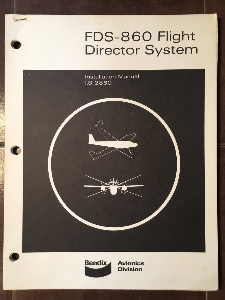 Bendix FDS-860 Flight Director System Install Manual, covers DH-861A, AD-862A, Vertical gyro 1978121-1 ,