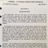 Lycoming AEIO-320, AEIO-360 & AEIO-540 Engine Operator's Manual.