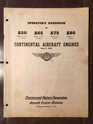 Continental A50, A65, A75 & A80 Operator's Handbook.