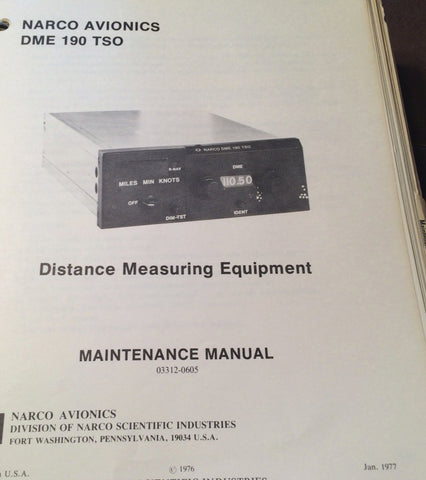 Narco DME 190 Install, Service & Parts Manual.
