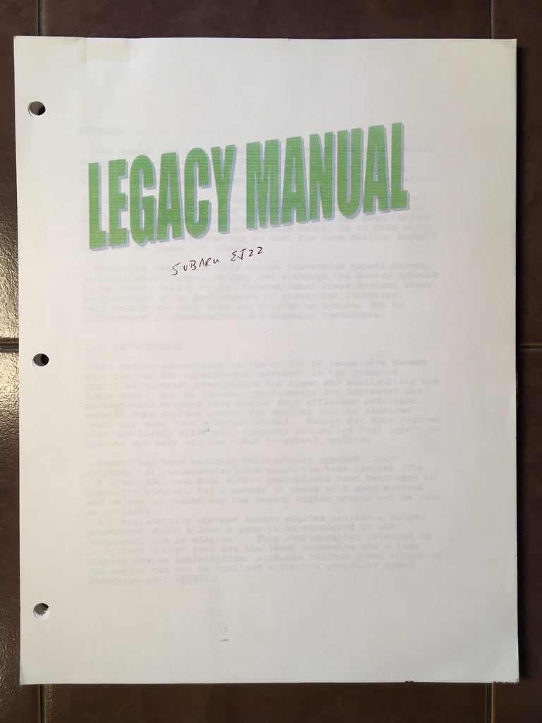 Subaru EJ22 Legacy  Engine Conversion Manual.