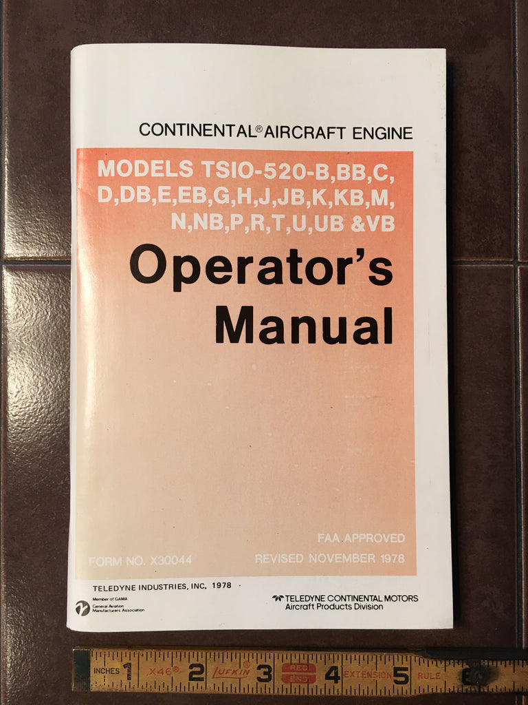 Continental TSIO-520 Series Operator's Handbook.