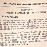 Curtiss-Wright Automatic Synchronizer Control for Electric Propellers Install & Service Manual.  Circa 1943