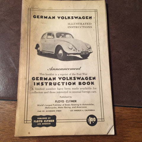 Post War German Volkswagen Instruction Book Manual.