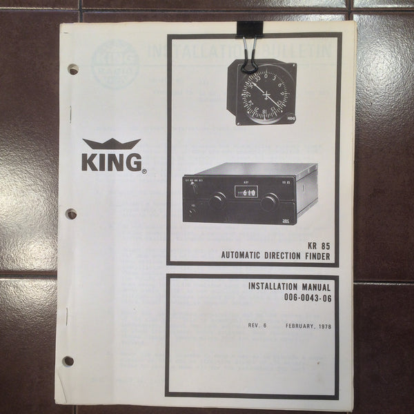 King KR 85 ADF Install & Ops manual. G's Plane Stuff