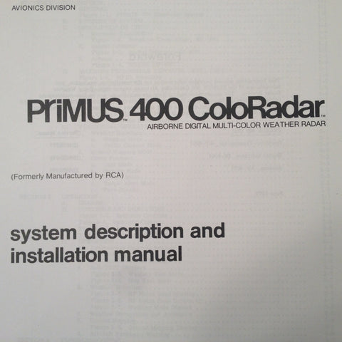 Sperry Primus 400 Coloradar Install Manual.