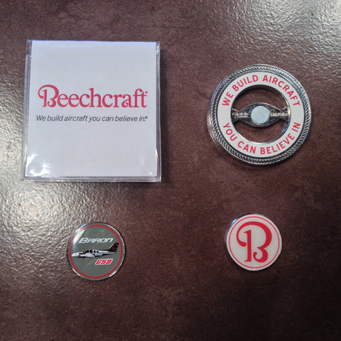 Beechcraft Baron G58 Challenge Coin with Two Golf Ball Markers. NOS