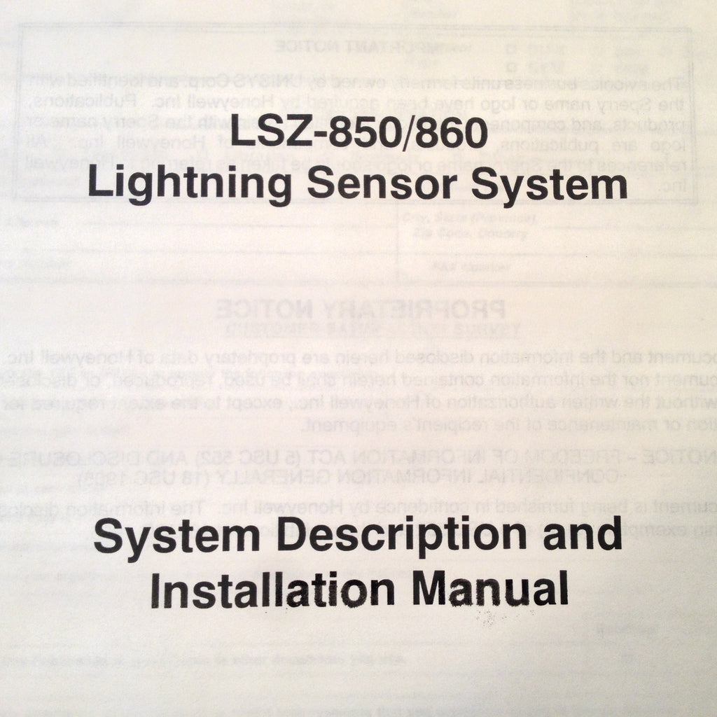 Honeywell LSZ-850 and LSZ-860 Lightning Sensor Install Manual.