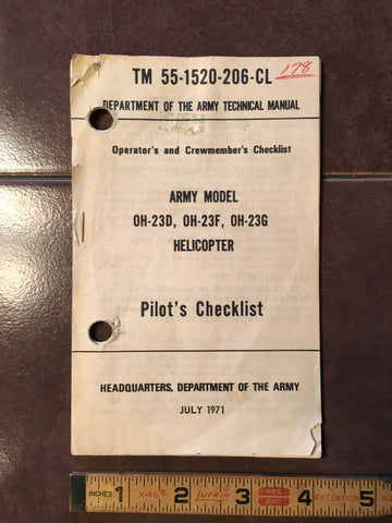 Hiller OH-23 Raven OH-23D, OH-23F & OH-23G Pilot's Checklist.