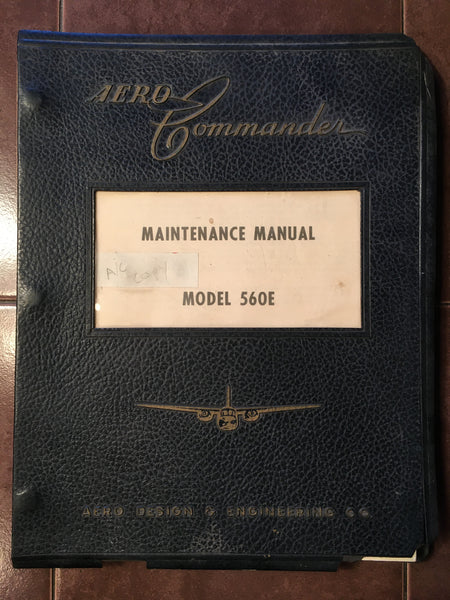 Aero Design Commander Model 560E Maintenance Manual. – G's Plane Stuff