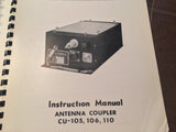 Sunair Antenna Coupler CU-105, CU-106 & CU-110 Install, Service Parts Manual.