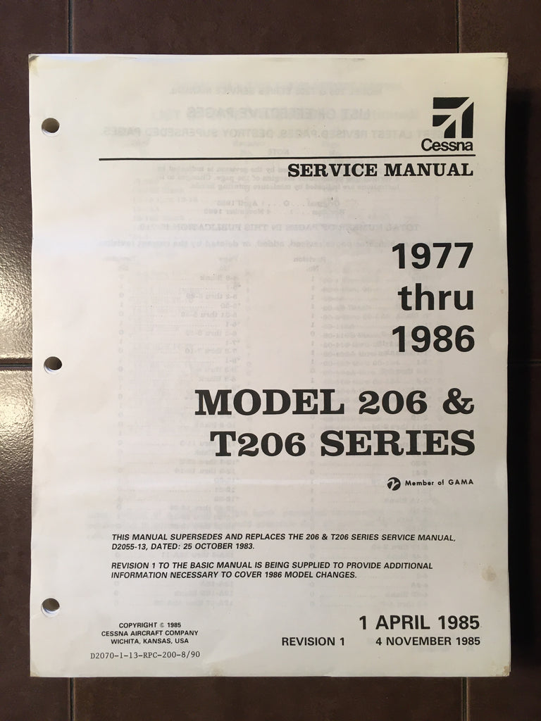 1977-1986 Cessna 206 and T206 Service Manual.