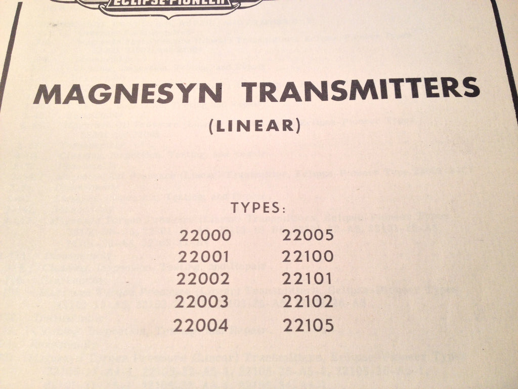 1950 Eclipse-Pioneer Linear Magnesyn Transmitters Overhaul Manual.