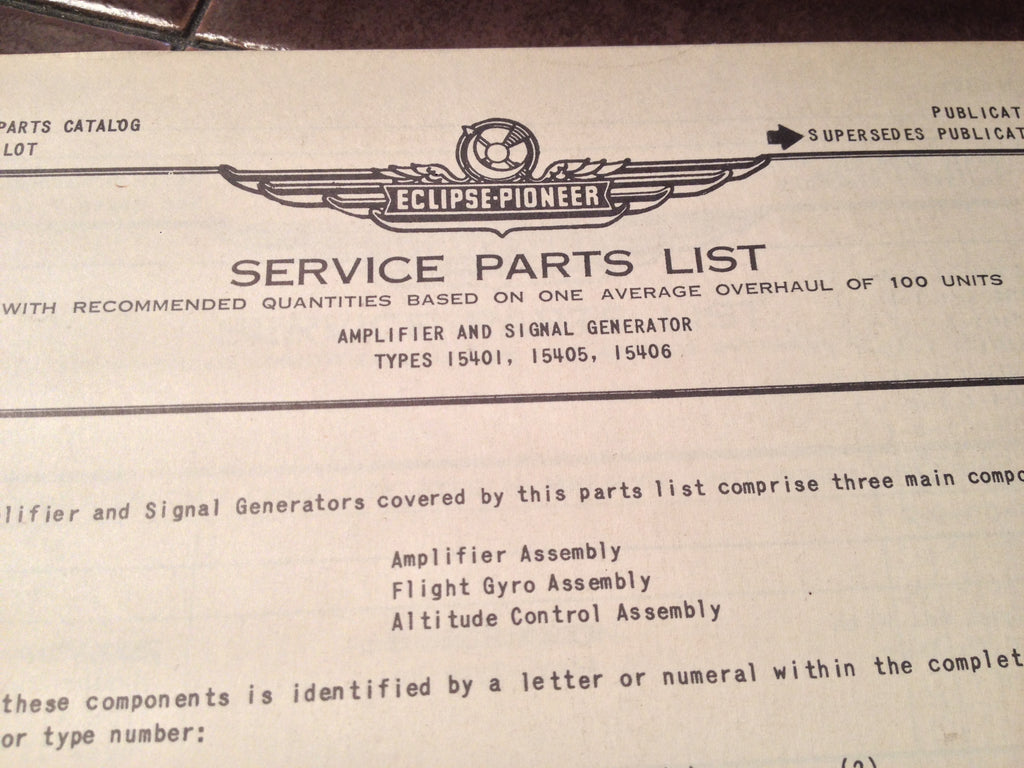 1950s Eclipse-Pioneer Amplifier & Signal Generator 15401, 15405, 15406 Parts Manual.