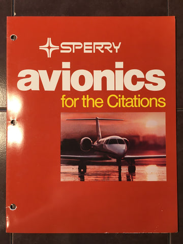 Sperry Avionics in Citations Original Sales Brochure, 3 page Tri-Fold, 8.5 x 11".