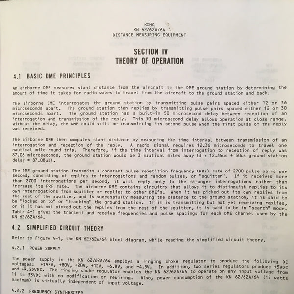 King KN 62, KN 62A and KN 64 DME Service Manual. G's Plane Stuff
