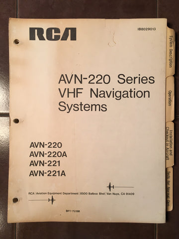 RCA AVN 220, AVN 220A, AVN 221 & AVN 221A Install manual.