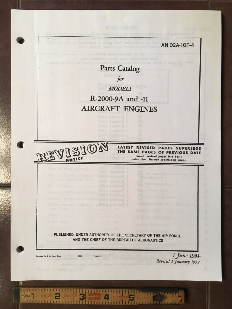 Pratt & Whitney R-2000-9A and R-2000-11 Parts Manual.