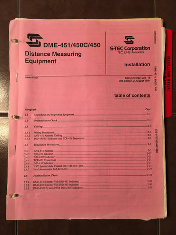 S-tec DME-451, 450C & 450 Install Manual.