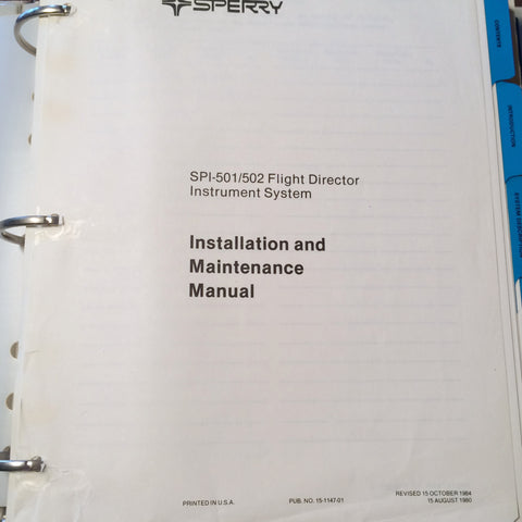 Sperry SPI-501 & SPI-502 Flight Director Install & Maintenance Manual.