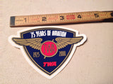 Original TWA 1925-2000 "75 Years of Aviation" Sticker Decal , 4" x 3".