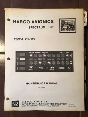 Narco CP-127 Audio Install, Service & Parts manual.
