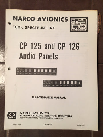 Narco CP 125, CP 126 Install, Service & Parts manual, also CP-125A, CP-126A.