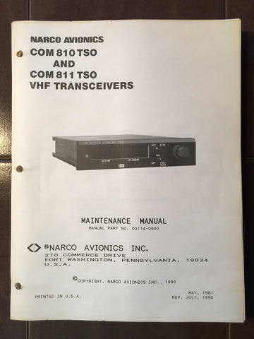 Narco Com-810, Com-811 Install, Service & Parts Manual.