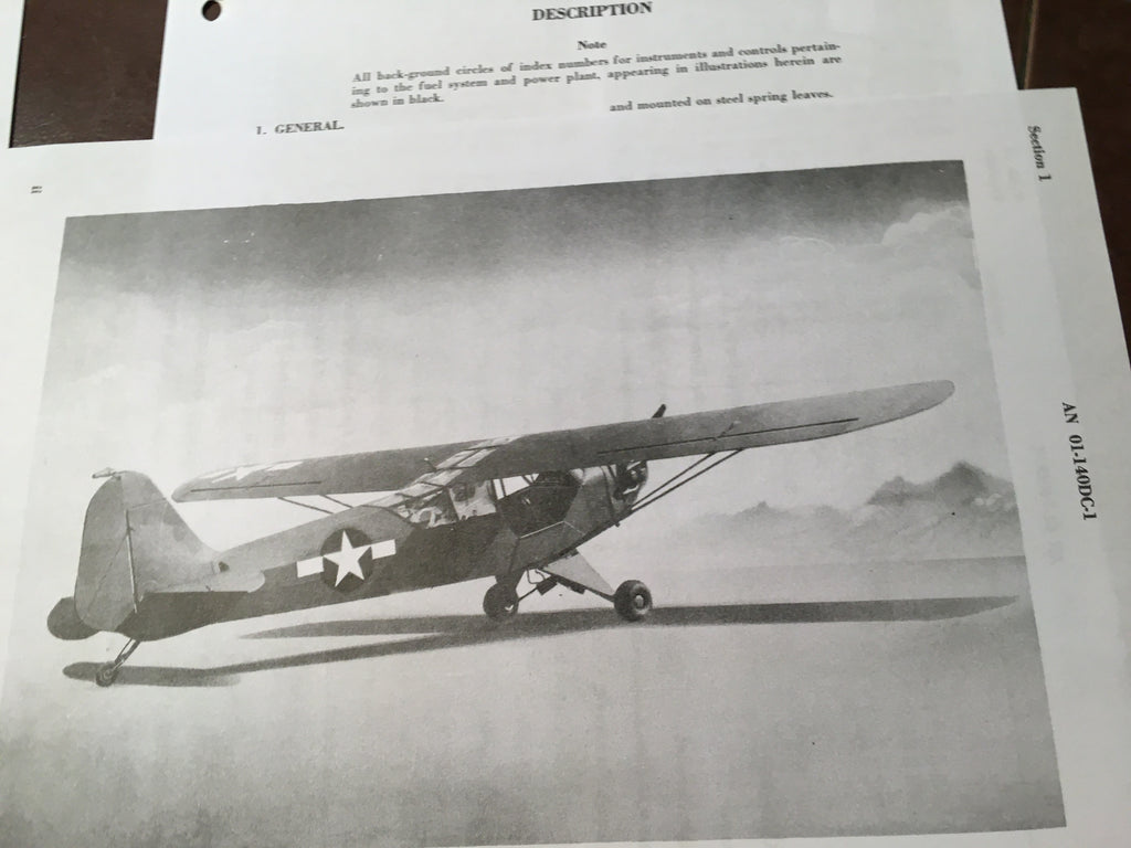 1945 Piper Cub L-4J Flight Operating Instructions