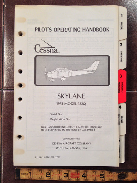1978 Cessna 182 Skylane Pilot's Operating Manual. POH. – G's Plane