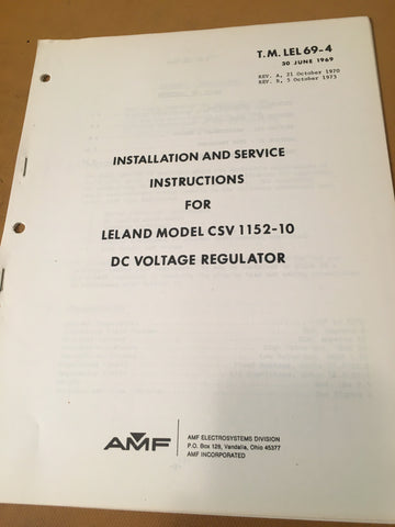 Leland CSV 1152-10 Voltage Regulator Install & Service Manual.