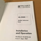 Becker Flugfunk AL-3100 Series Install and Operation Manual.