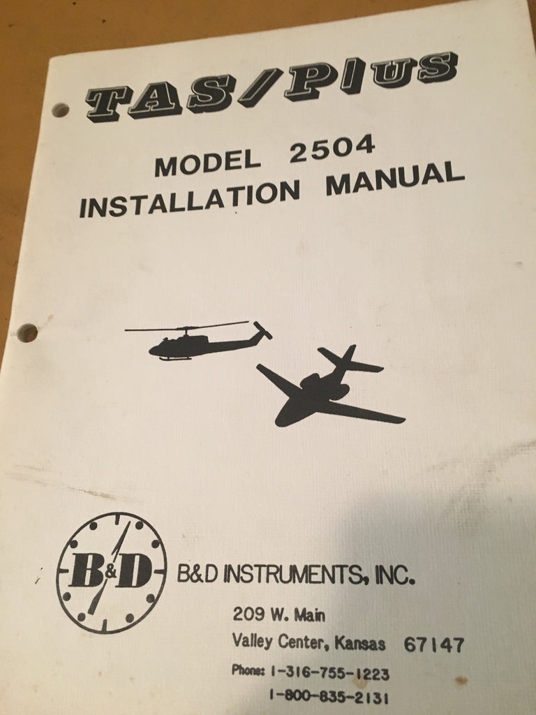 B & D Instruments TAS/Plus Model 2504 Install Manual.