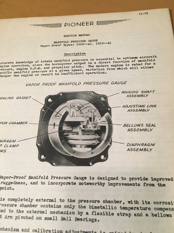 Pioneer Manifold Pressure Gauge 1918-A1 & 1919-A1 Service Manual.