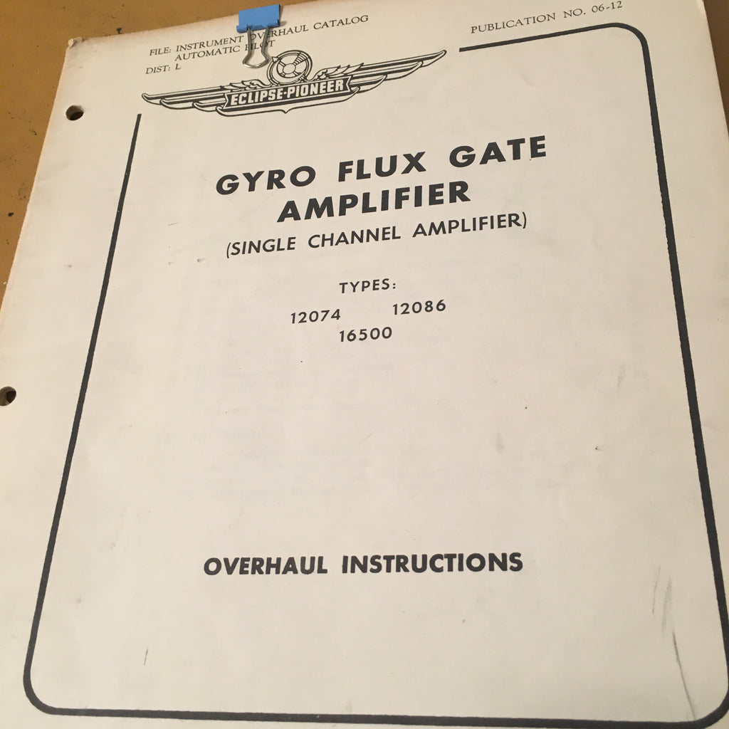 Eclipse Pioneer Gyro Flux Gate Amplifier 12074 12086 16500 Overhaul Manual.